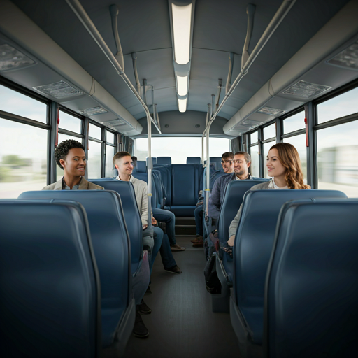 Passengers on a modern bus